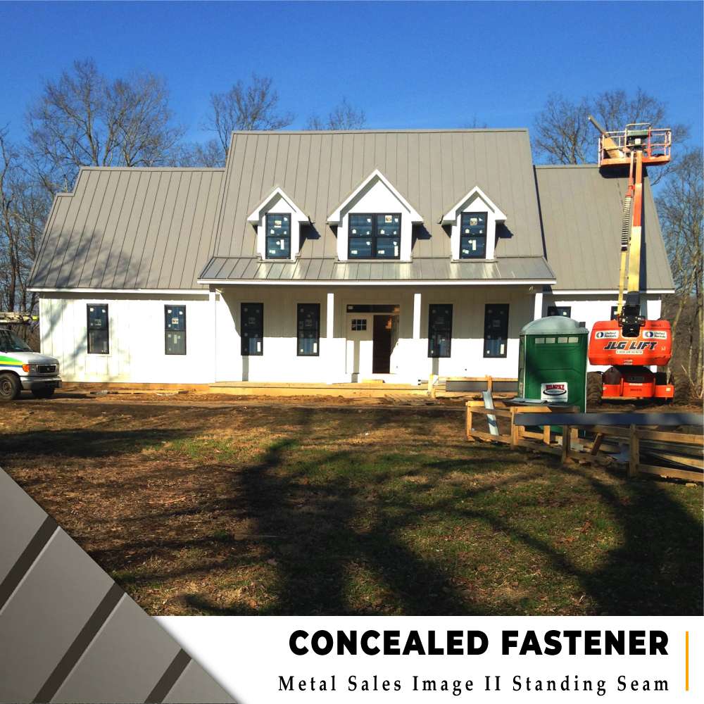 Tan Metal Sales Standing Seam metal roof installation on a new construction home in Cincinnati, Ohio.