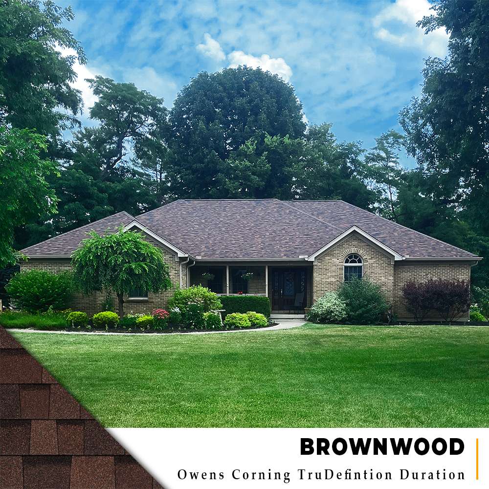 Brownwood Owens Corning TruDefinition Duration shingle roof on large light brick home in Loveland, Ohio.